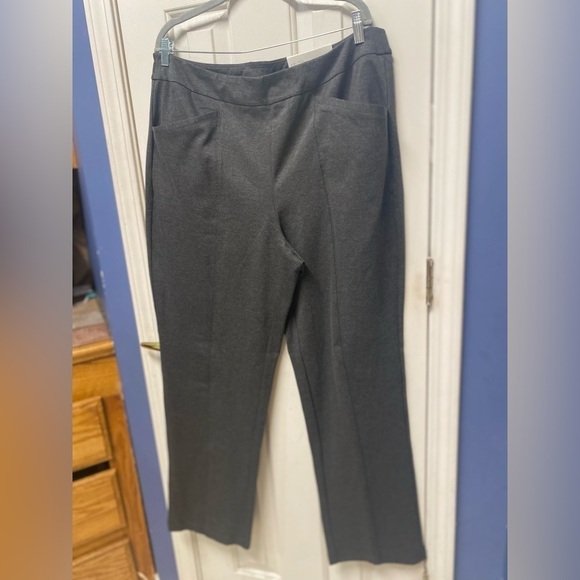 Cato Grey Rayon Stretch Blend High Rise Trousers Size 18/20 W Hook Eye closure - Picture 3 of 10